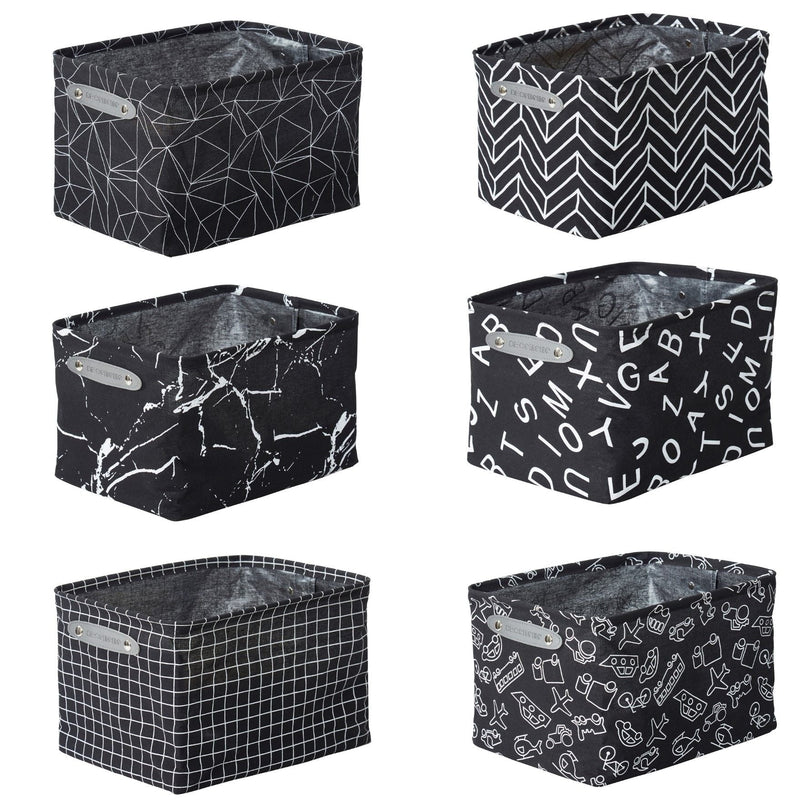 Large Water Resistant Storage Bin, 15-in x 11-in x 9.5-in, 6-pk, White Pattern F2P4