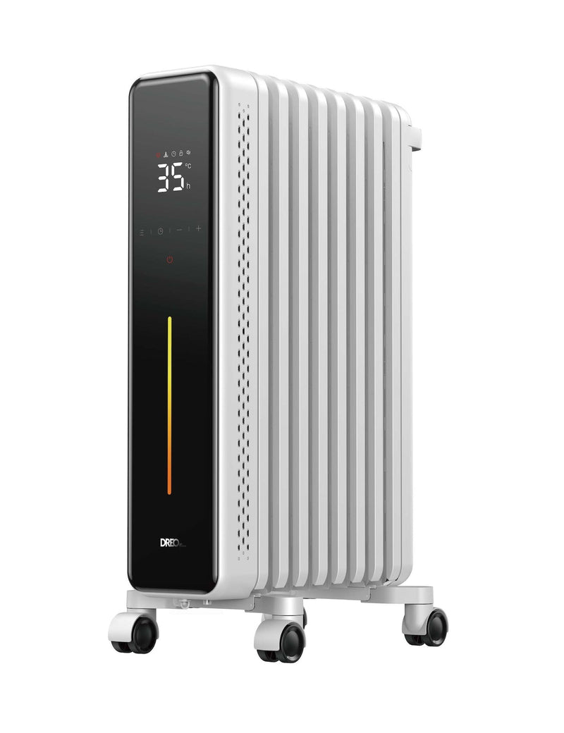 Home 1500W Digital Electric Oil-Filled Radiator Heater with Thermostat, White V1X9