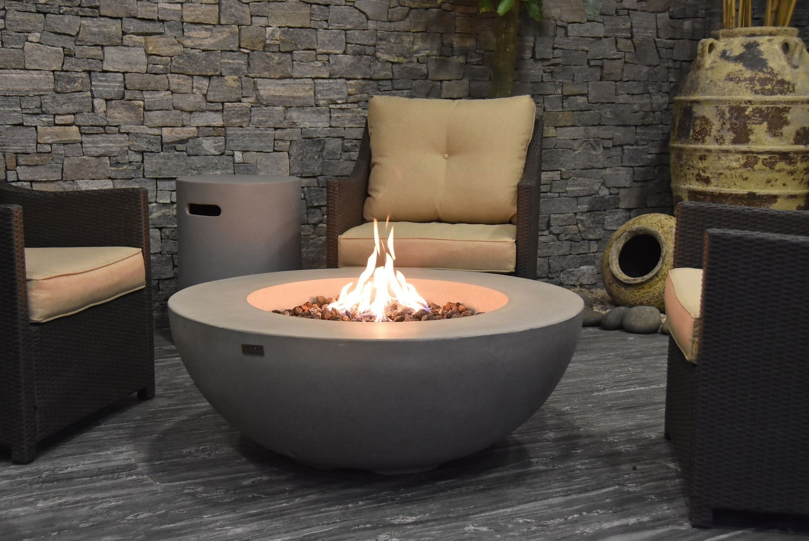 Lunar Bowl Fire Pit, Natural Gas, Light Grey, 45,000 BTU Z0E6 - product image 7
