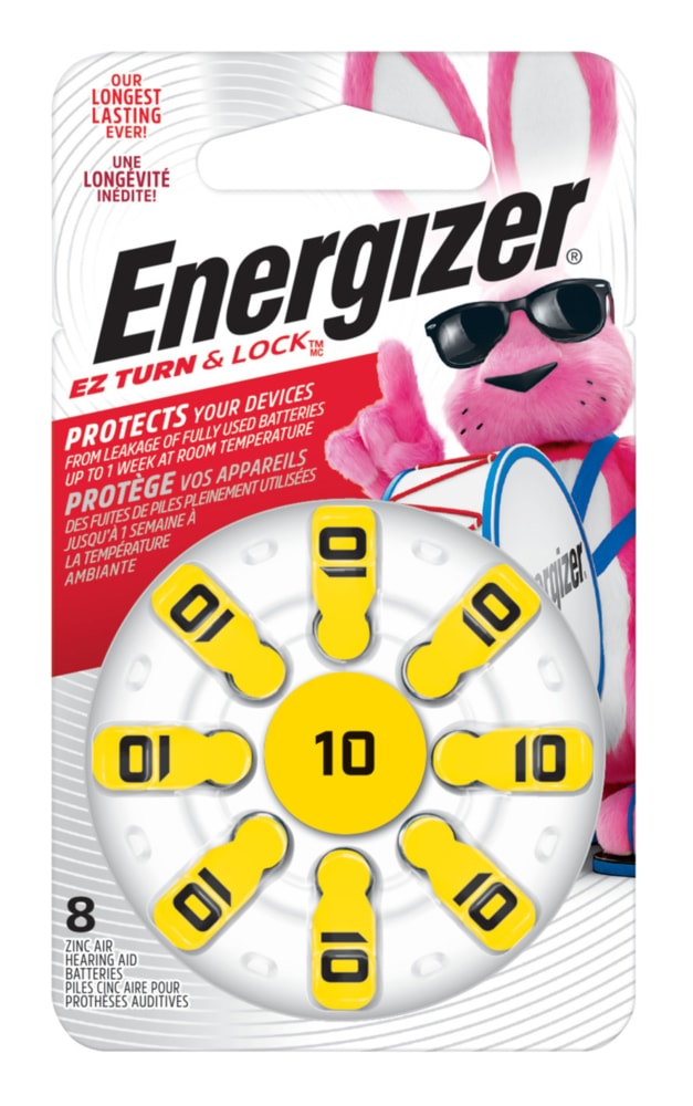 8-pk Size AZ10 1.4V / 1.4 Volt Zinc Hearing Aid Batteries, EZ Turn Lock P6Q8