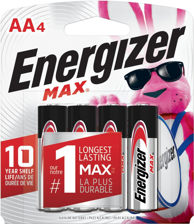 Max 4-pk AA Alkaline Batteries, Long Lasting, All Purpose T5S2