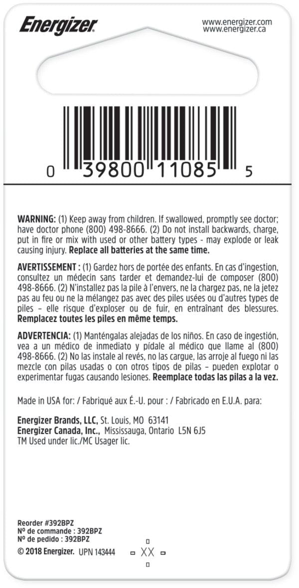 Silver Oxide 1-pk 392 1.5V / 1.5 Volt Zero Mercury Button CellBattery Q1I8 - product image 2