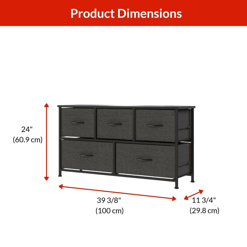 Fabric 5-Drawer Storage Organizer, Grey M0O0
