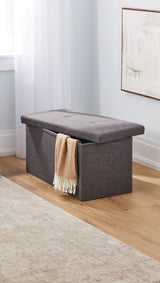 Folding Double Storage Ottoman, Grey W6Y6 - product image 1