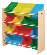 Kids 12-Bin Bedroom/Playroom Toy Storage Organizer, Yellow N9B2 - product image 1