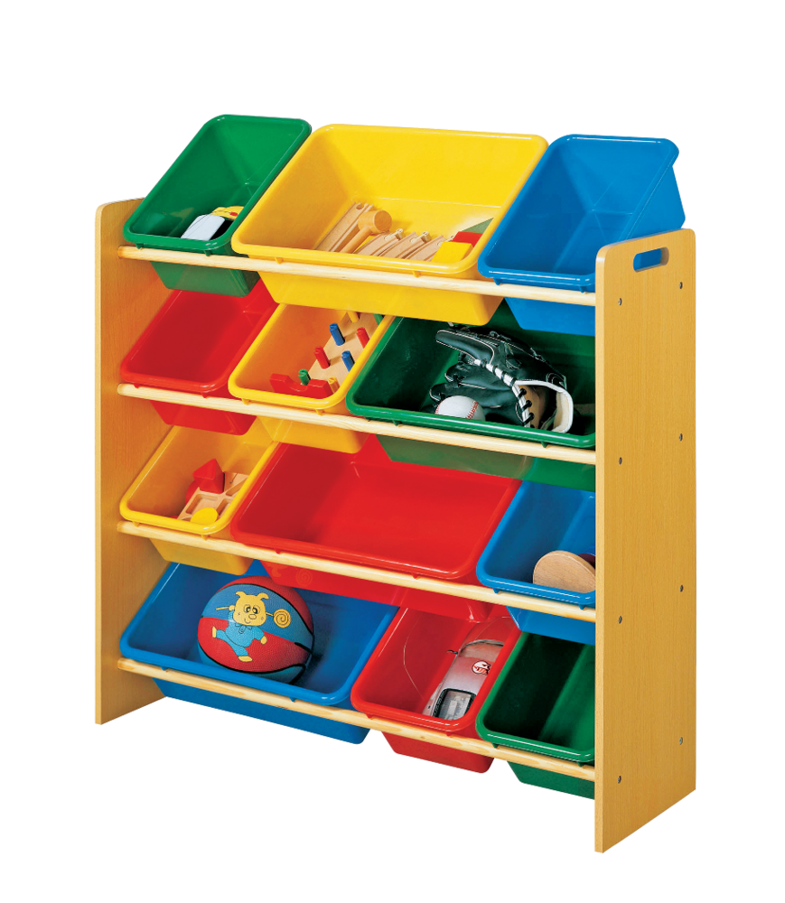 Kids 12-Bin Bedroom/Playroom Toy Storage Organizer, Yellow N9B2 - product image 2