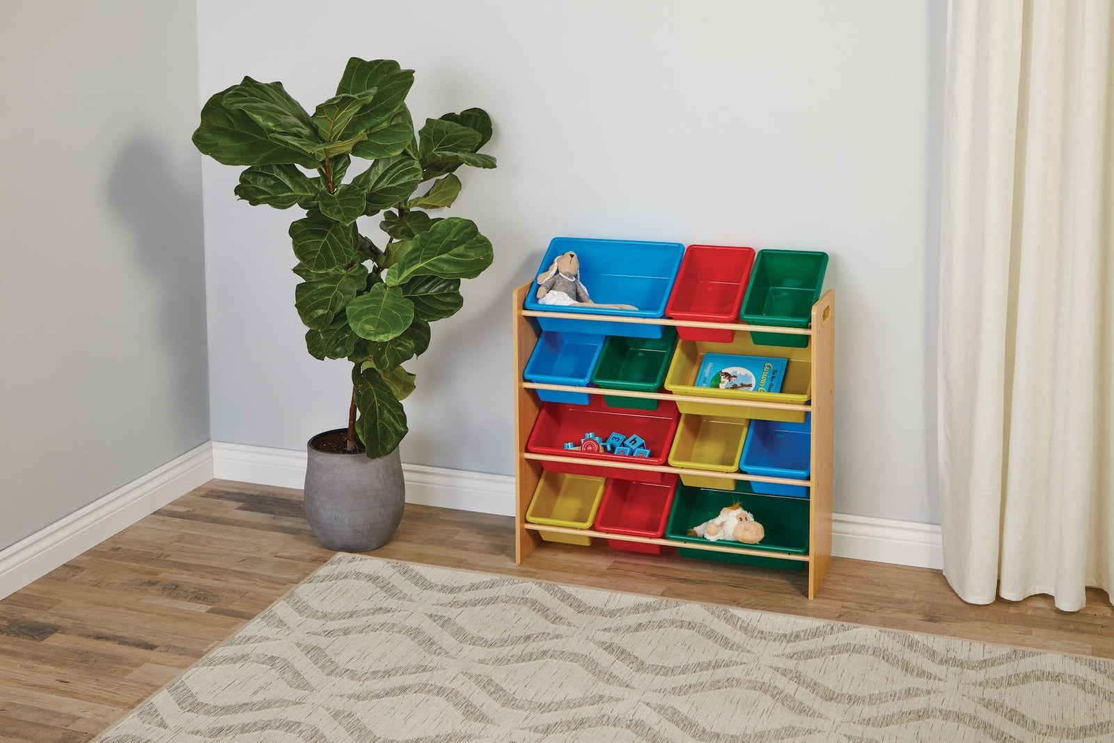 Kids 12-Bin Bedroom/Playroom Toy Storage Organizer, Yellow N9B2 - product image 6