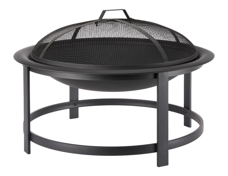 Macaulay Round Outdoor Wood Firepit, 29-1/2-in, Black E2G1