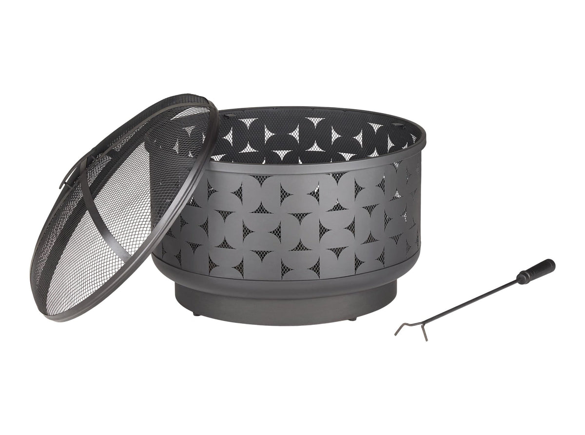 Round Outdoor Wood Burning Fire Pit, Steel, Black, 24-in X7D2 - product image 5