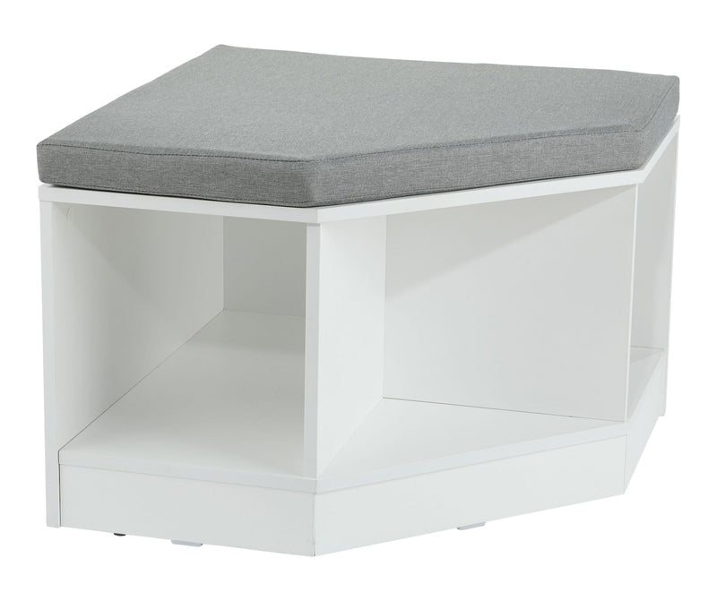 Space Saving Corner Bench with Storage, White/Grey D2V0