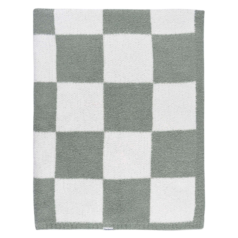 Childrenwear Green Checkered Silky Mink Baby Blanket Q5A2