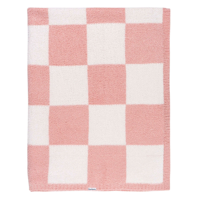 Childrenwear Pink Checkered Silky Mink Baby Blanket W9M9