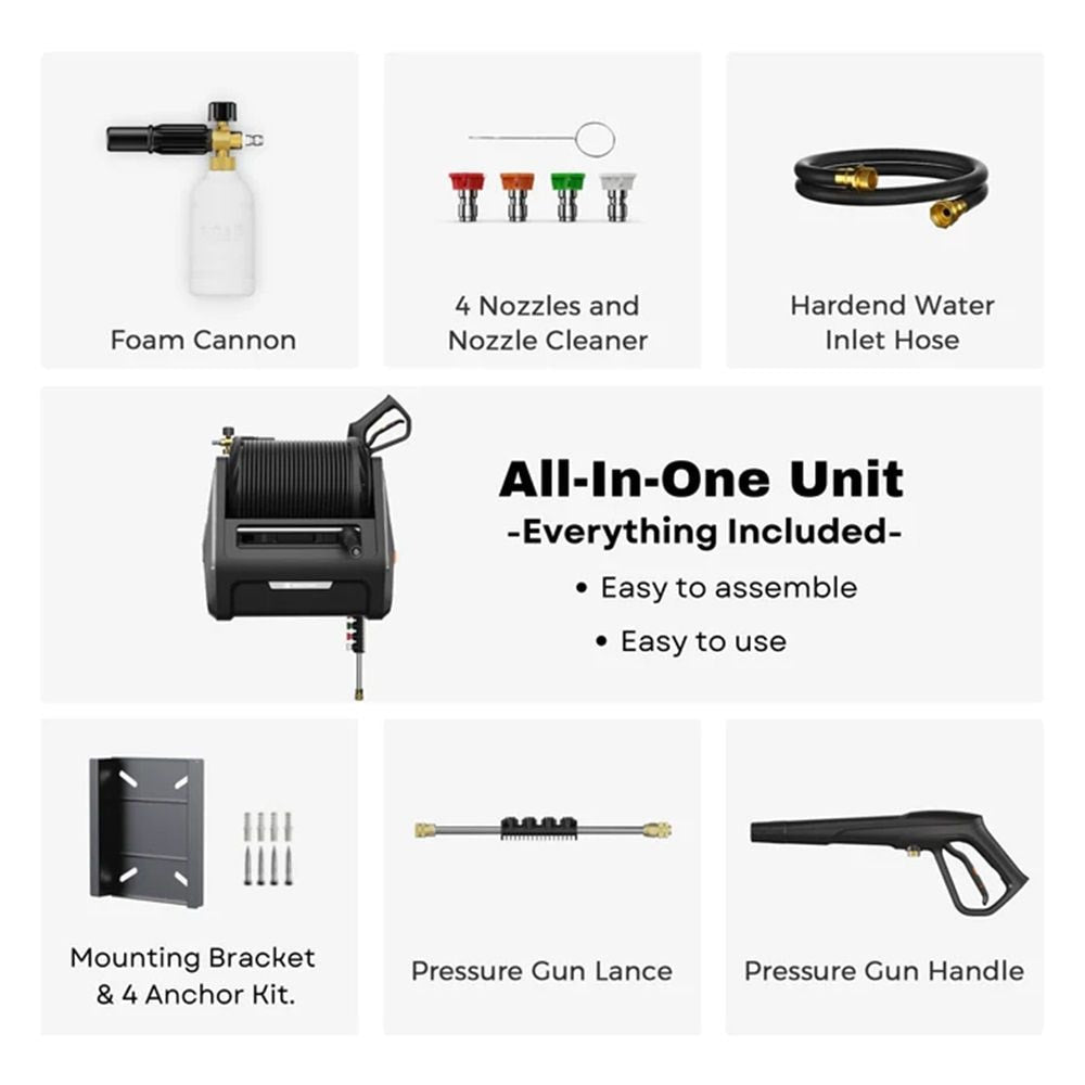 Tools Grandfalls G30 Wall Mounted 2100 PSI 2.2 GPM Brushless Retractable Electric Pressure Washer with 100-ft Hard Hose C7F2 - product image 8