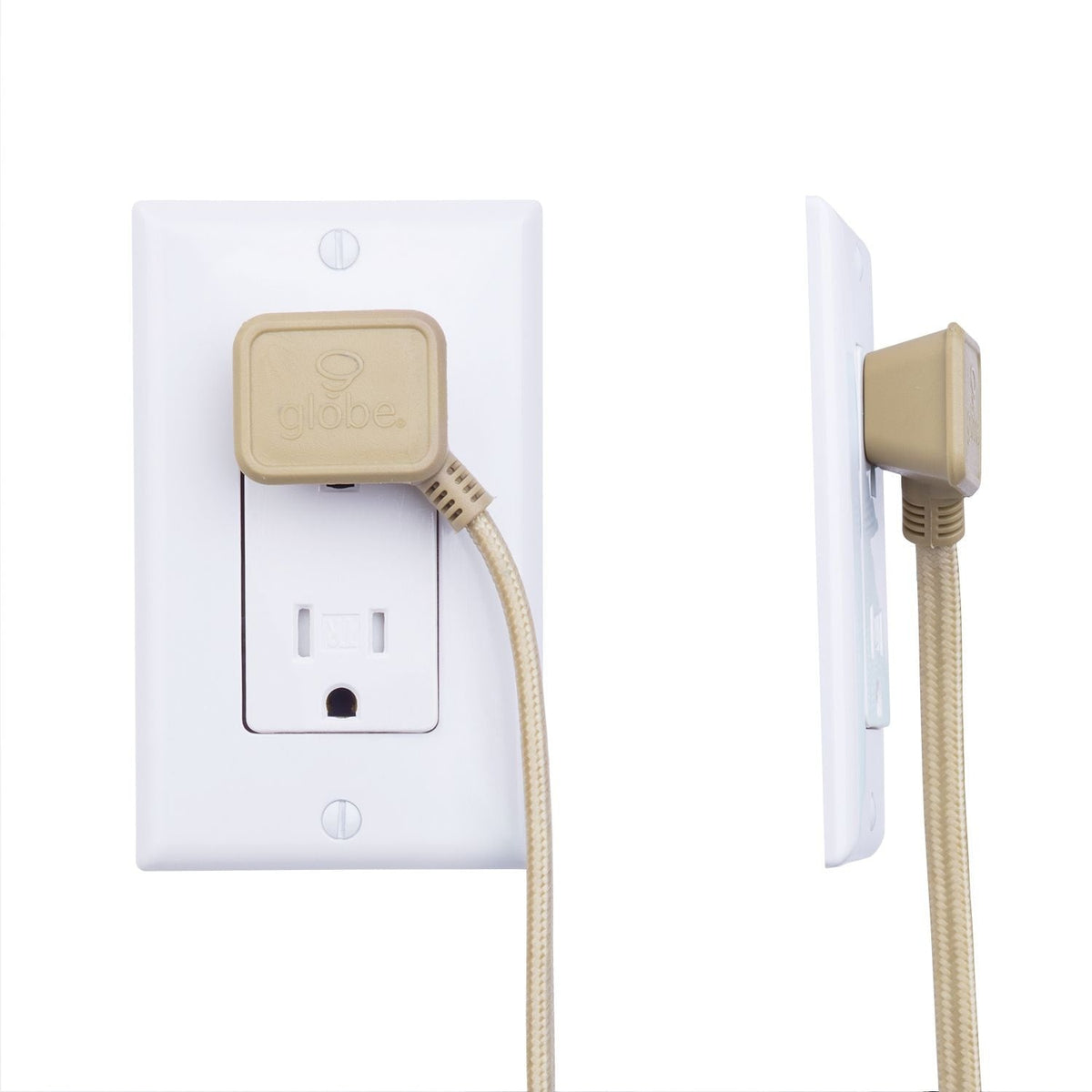 9-ft 16/2 Fabric Extension Cord, Right Angle Plug, 3 Outlets, Gold A5I0 - product image 6