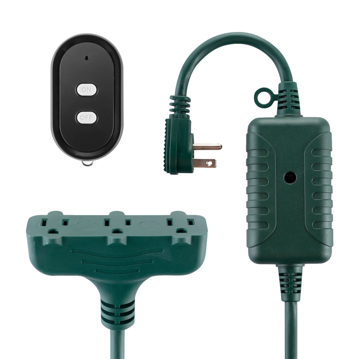 Electric 50-ft 14/3 Outdoor Power Cord with Wireless Remote & 3 Grounded Outlets, Green Q1U1 - product image 1