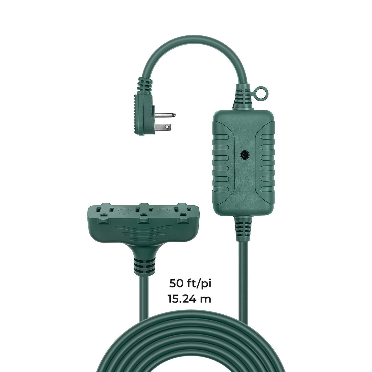 Electric 50-ft 14/3 Outdoor Power Cord with Wireless Remote & 3 Grounded Outlets, Green Q1U1 - product image 5
