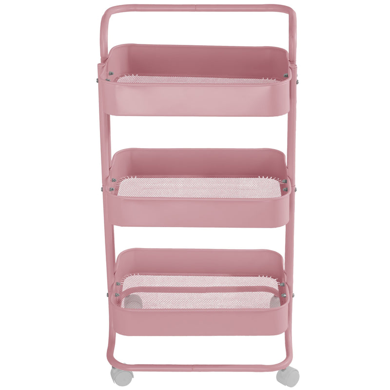Living Three-Tier Utility Cart, Pink T3T0