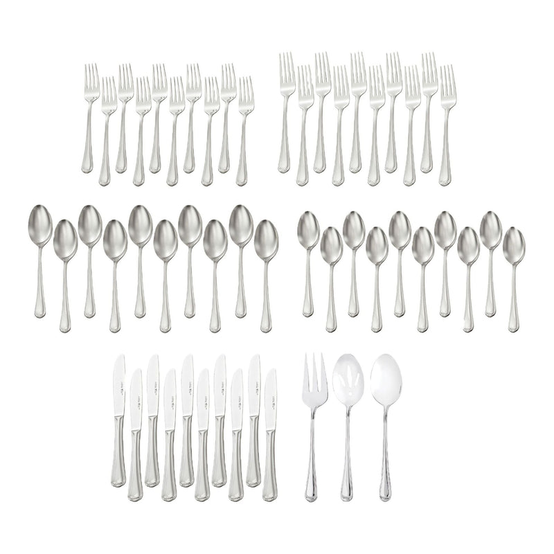 Metrona Flatware Set, Serves 10, 53-pc, Dishwasher Safe Q9O8