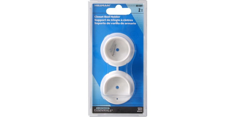 Closet Rod Holder, Mounting Hardware Included, White, 2-pc V4J1 - product image 1
