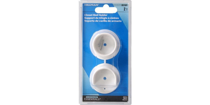 Closet Rod Holder, Mounting Hardware Included, White, 2-pc V4J1