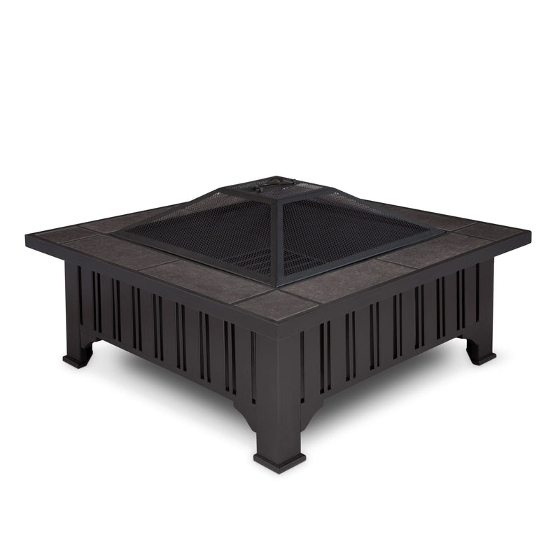 Square Wood Burning Fire Pit in Black, 34-in Q0B5