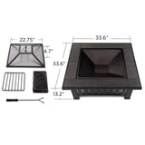 Square Wood Burning Fire Pit in Black, 34-in Q0B5 - product image 5