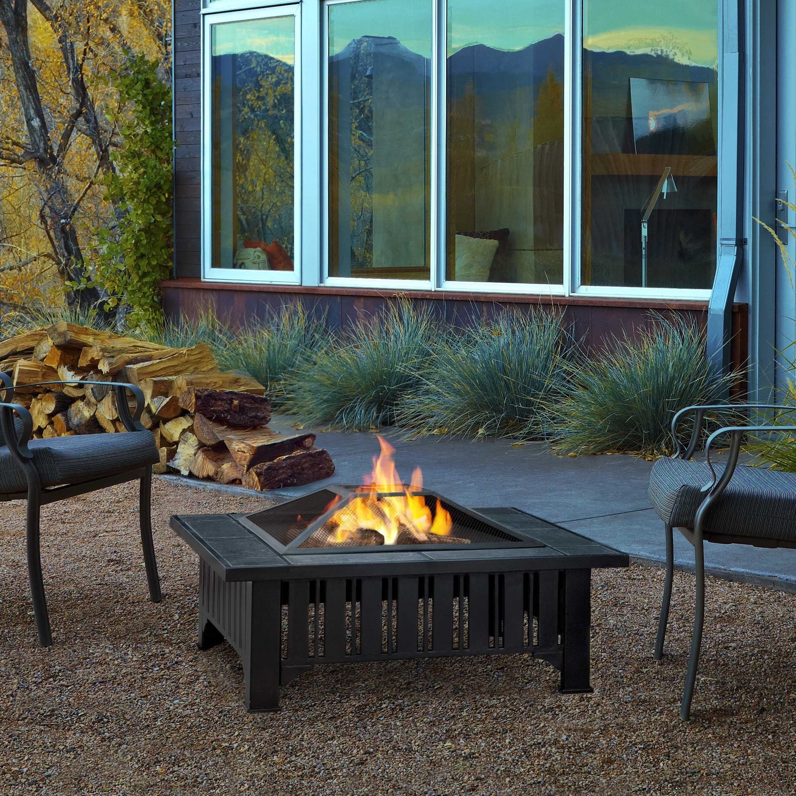 Square Wood Burning Fire Pit in Black, 34-in Q0B5 - product image 6