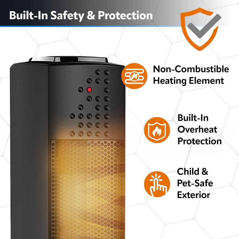 Ultra Slim Tower Ceramic Space Heater, 1500W, Black V0Z2 - product image 7