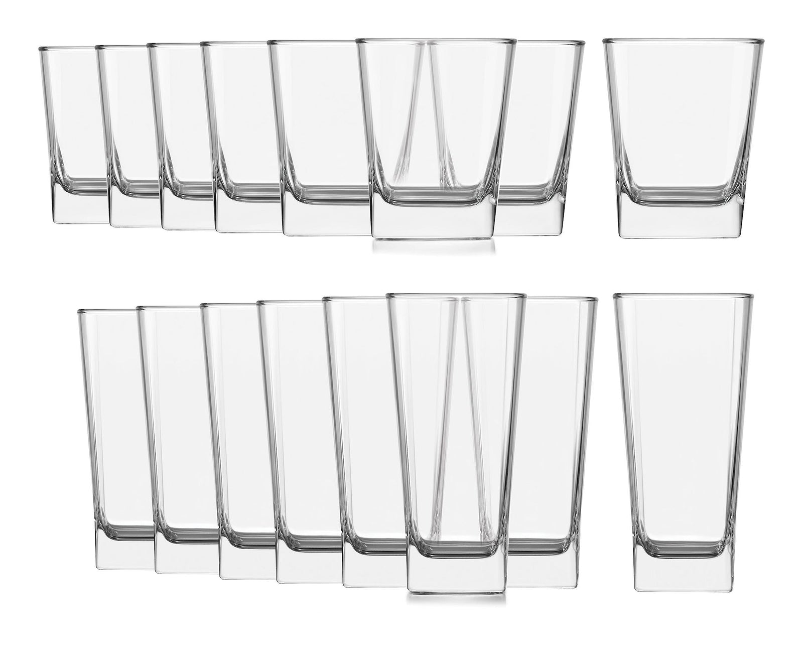 Bristol 16pc Glassware Set, Dishwasher Safe, 8pc x 12.2-oz and 8pc x 14.4-oz S8R5 - product image 1
