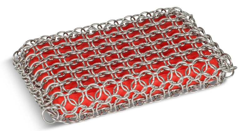 Dishwasher-Safe Cast Iron Scrubbing Pad, Red T8A4