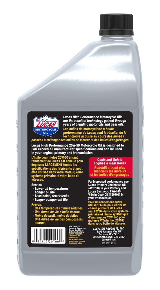 SAE 20W-50 High Performance Motorcycle Oil, 946-mL T8P6 - product image 2
