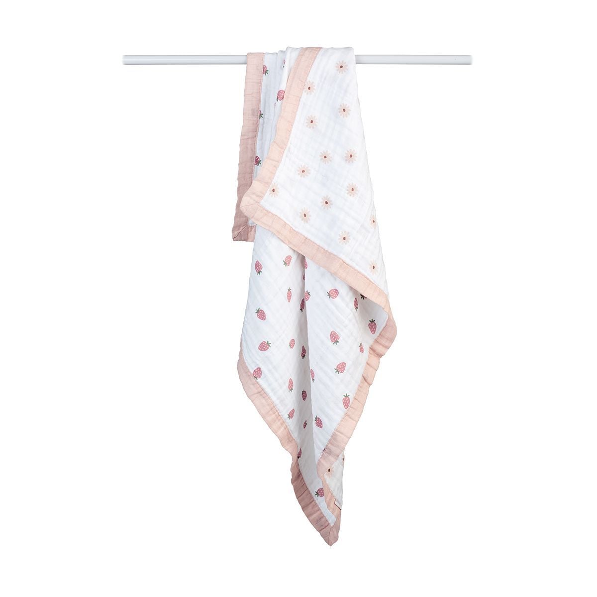 3-Ply Daisies & Strawberry Reversible Muslin Blanket Y7N7 - product image 1