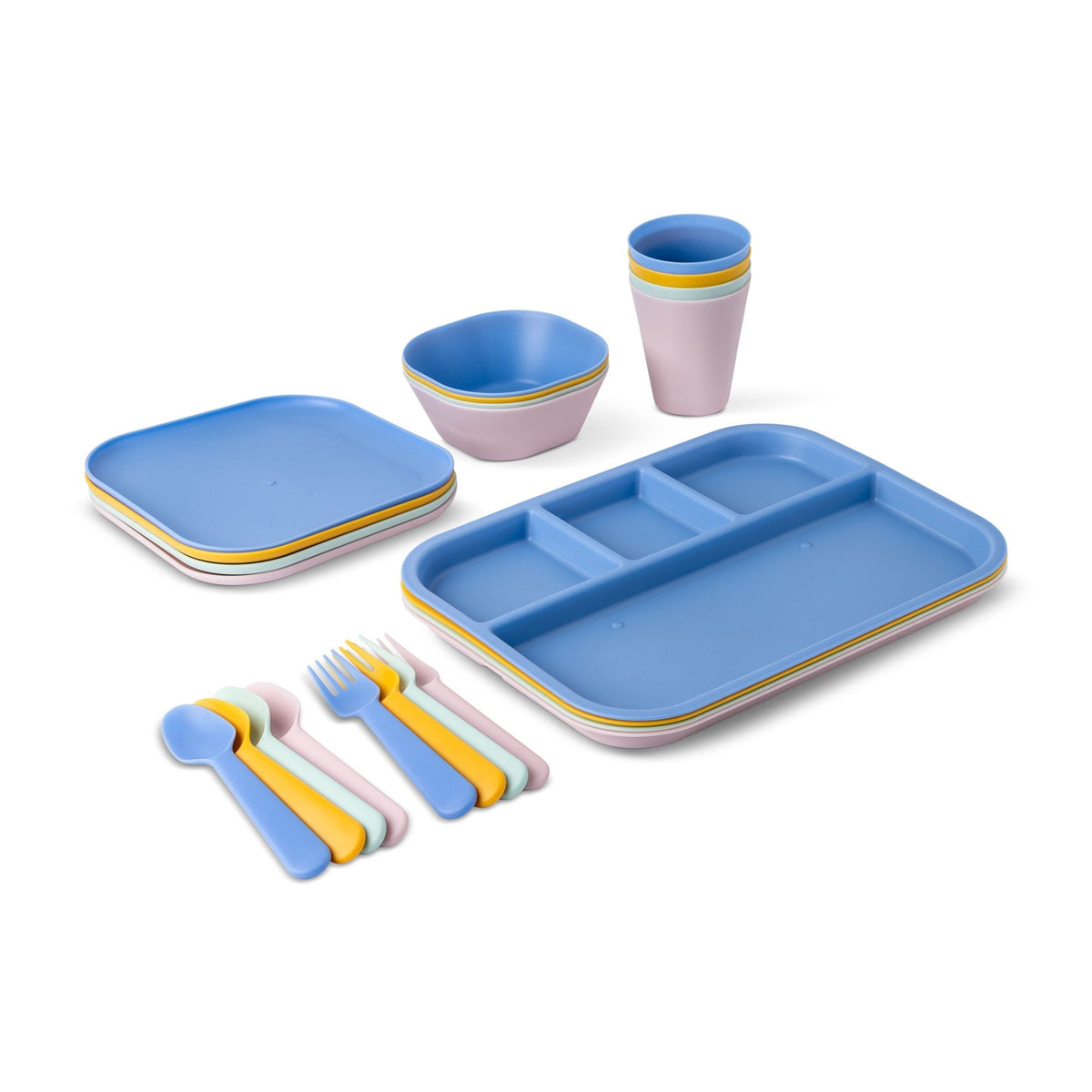 Kids' Plastic Dinnerware Set, Serves 4, 24-pc, Dishwasher Safe U2R8 - product image 2