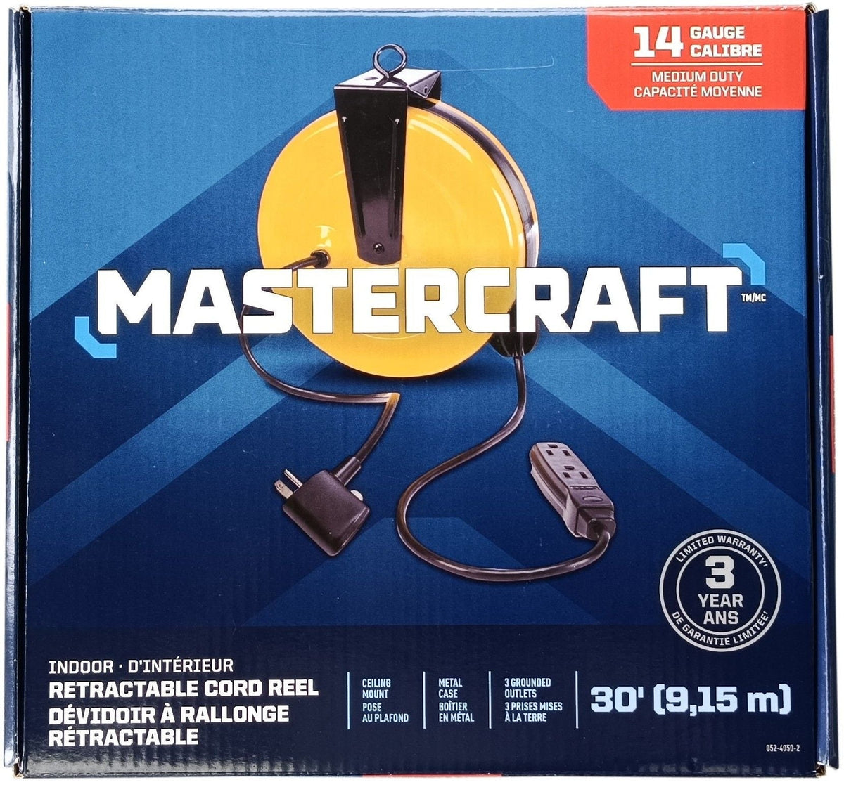30-ft 16/3 Retractactabe Extension Cord Reel with 3 Grounded Outlets X0J2 - product image 2