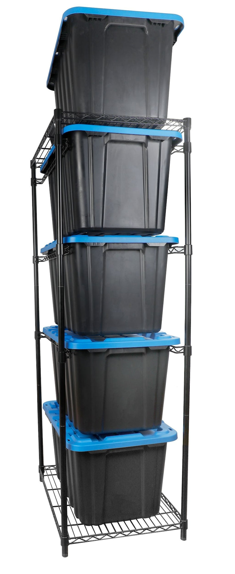 5-Tier Steel Tote Storage Rack, Black, Totes Not Included H3J0