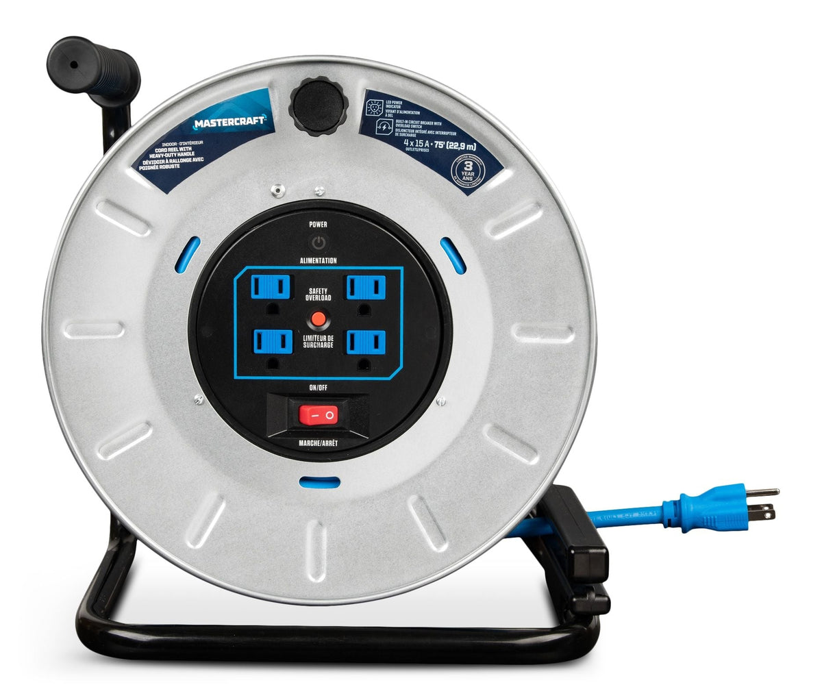 75-ft 15A Retractable Extension Cord Reel W7C4 - product image 2