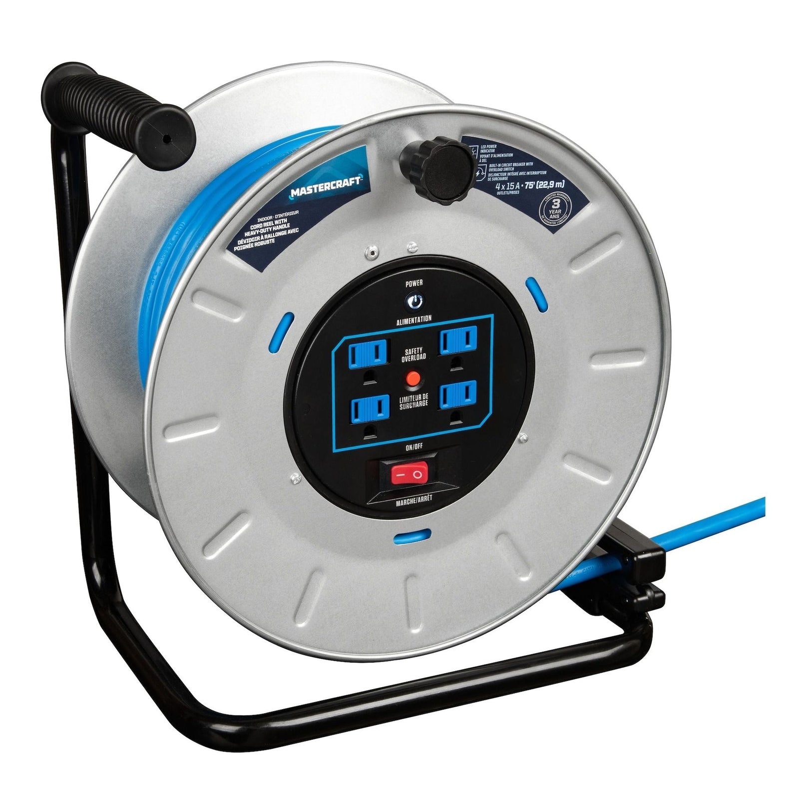 75-ft 15A Retractable Extension Cord Reel W7C4 - product image 4