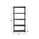 Adjustable 5-Shelf Resin/Plastic Storage Rack/Shelving Unit, 36 x 18 x 72-in L6K9 - product image 8