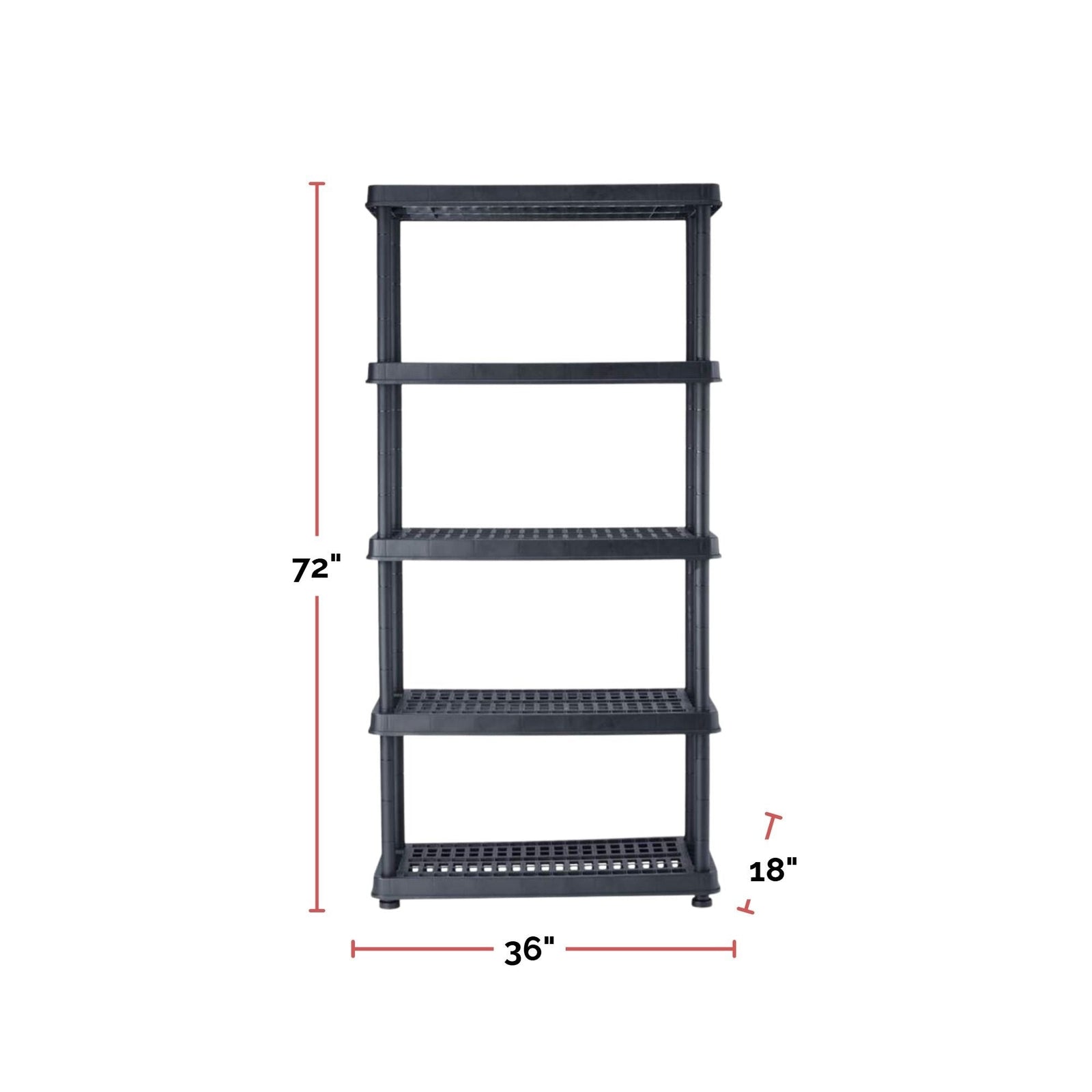 Adjustable 5-Shelf Resin/Plastic Storage Rack/Shelving Unit, 36 x 18 x 72-in L6K9 - product image 8