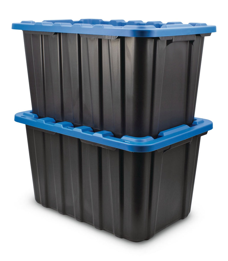 Heavy Duty Plastic Storage Box Container, 102-L, Black, 2-pk Y6W6