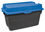 Heavy Duty Stackable Storage Box with Hinged Lid, 132-L, Black/Blue I6E5 - product image 1