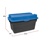 Heavy Duty Stackable Storage Box with Hinged Lid, 132-L, Black/Blue I6E5 - product image 2