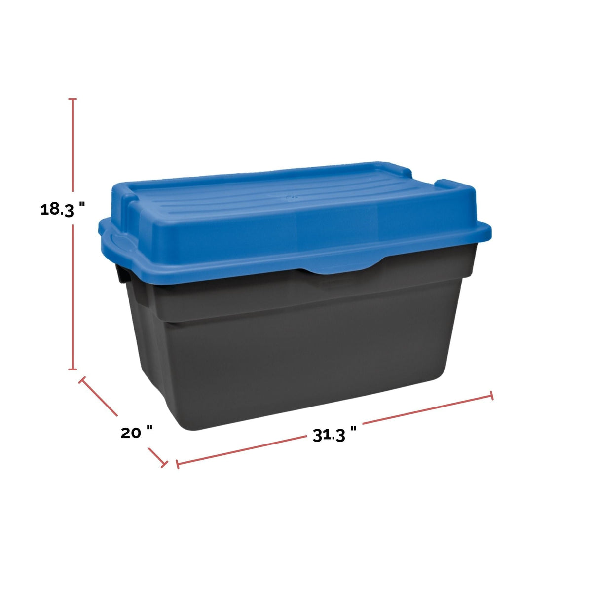 Heavy Duty Stackable Storage Box with Hinged Lid, 132-L, Black/Blue I6E5 - product image 2