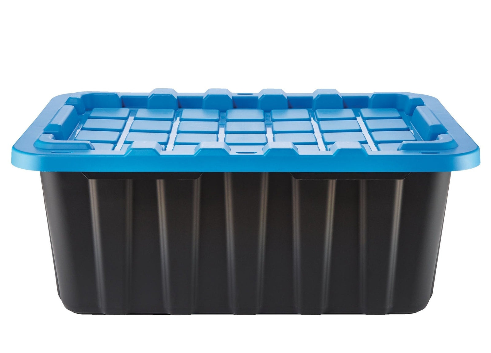 Heavy Duty Stackable Storage Box with Lid, 70-L, Black/Blue N5P9 - product image 1