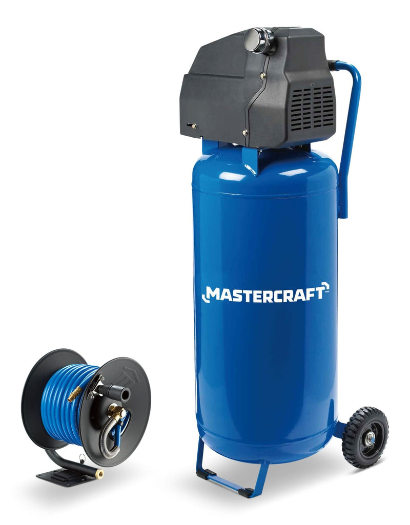 Oil-Free Vertical 20-Gallon Air Compressor with Bonus Hose Reel, 135-PSI, 2HP Q2Y8