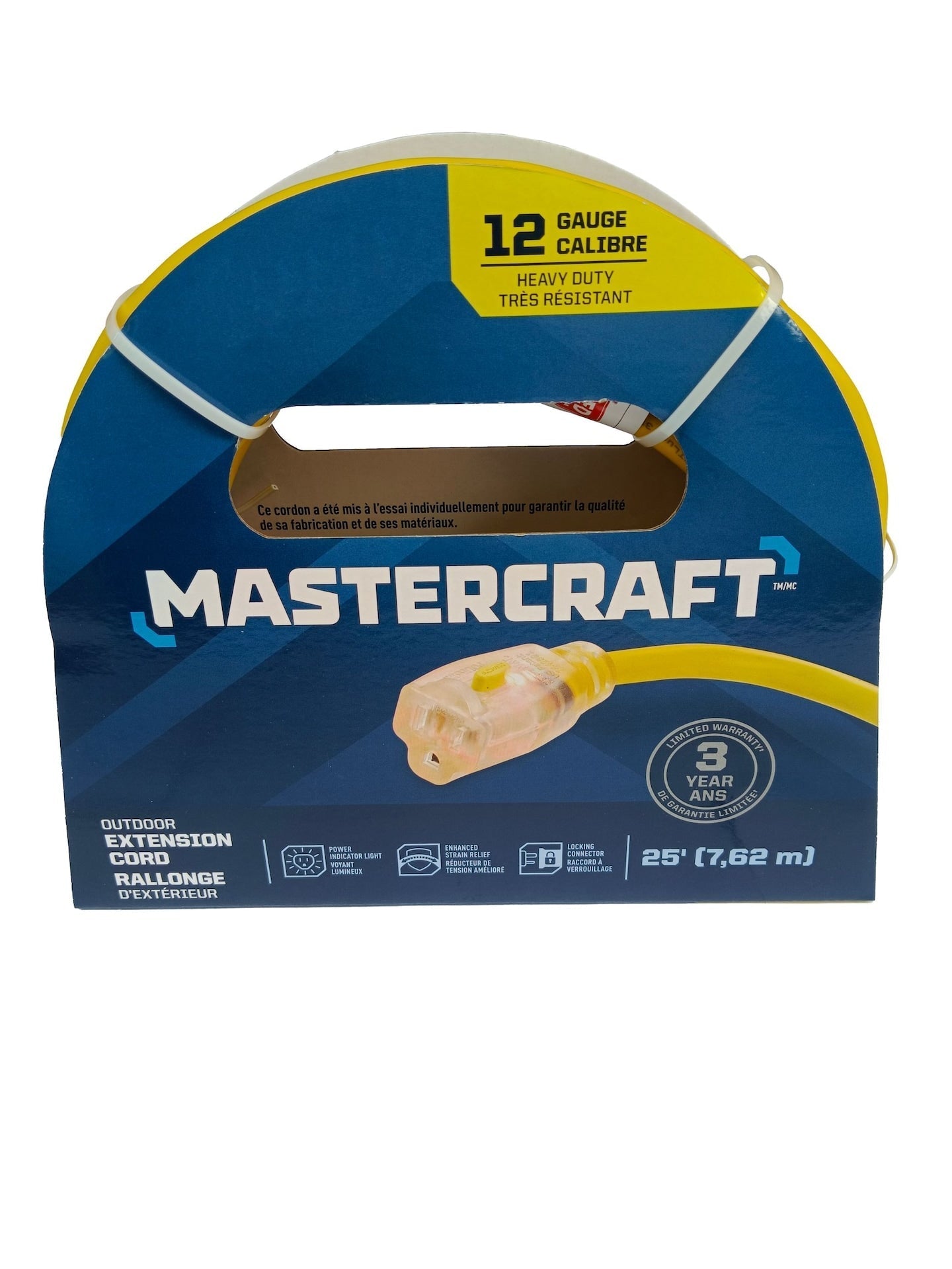 Outdoor Extension Cord with Grounded Outlet and Lighted End, Yellow U2V3 - product image 1