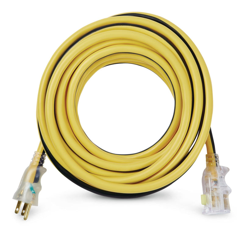 25-ft 12/3 Outdoor Extension Cord with Grounded Outlet, Lighted End and Locking Connector, Yellow/Black Y8Q9