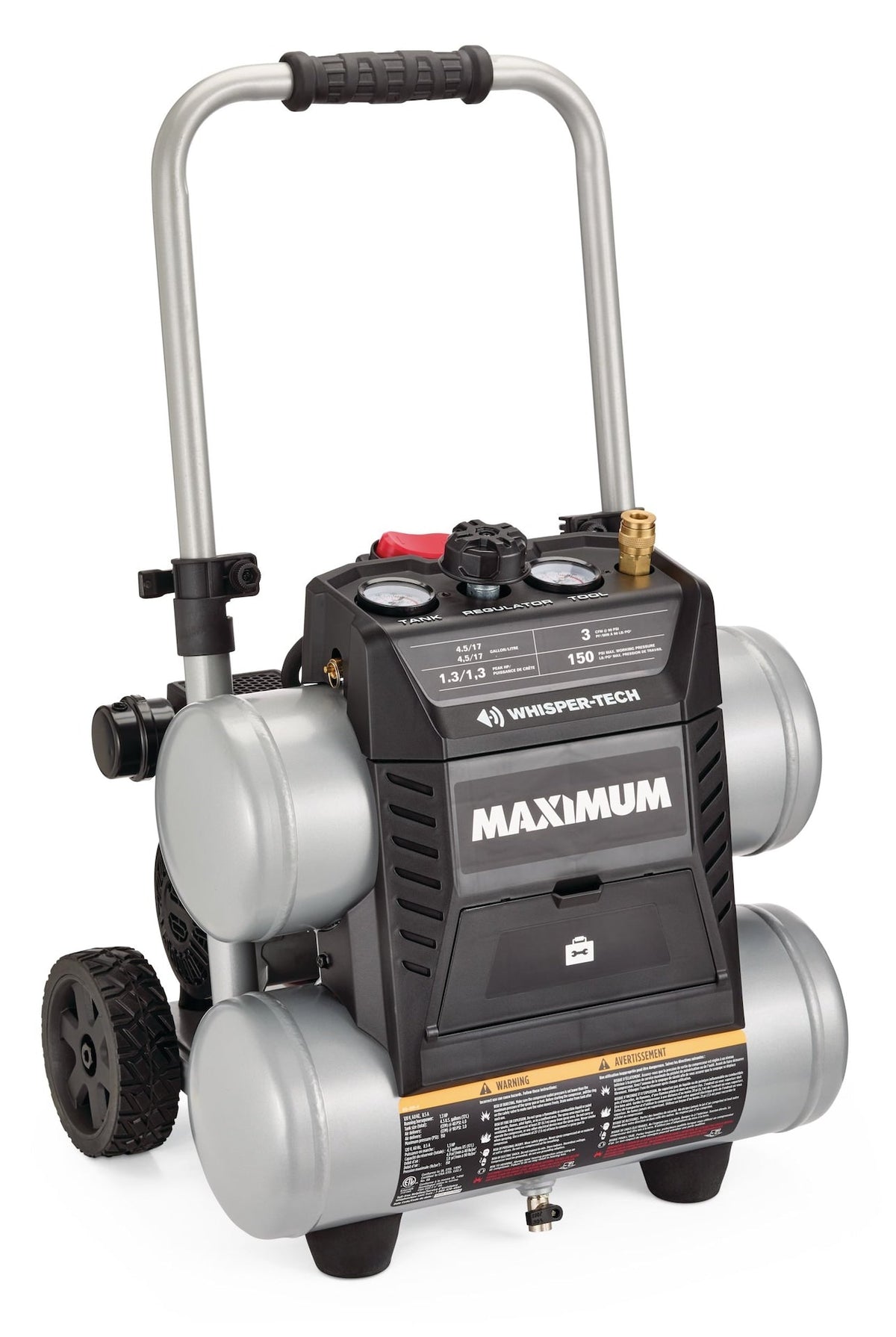 4.5-Gallon Quiet Air Compressor, 150 PSI, 1.3 HP Q0Z0 - product image 1