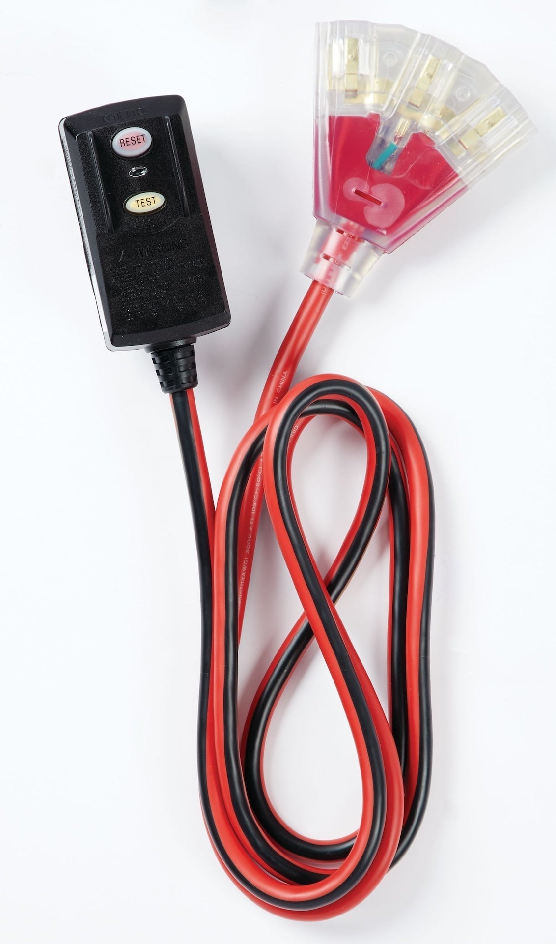 6-ft 14/3 Outdoor GFCI Extension Cord with 3 Grounded Outlets, Lighted End, Block/Red H6Q7 - product image 2