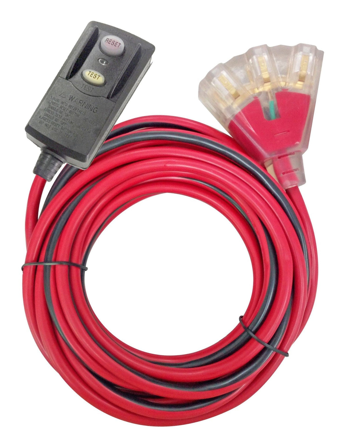 6-ft 14/3 Outdoor GFCI Extension Cord with 3 Grounded Outlets, Lighted End, Block/Red C8V6 - product image 3
